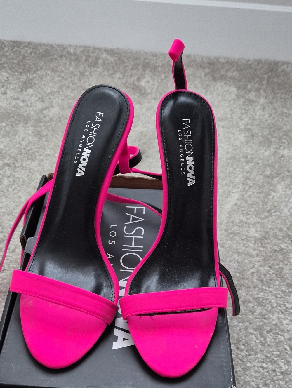 Fashion Nova Neon Pink Open-Toe Strappy Heels